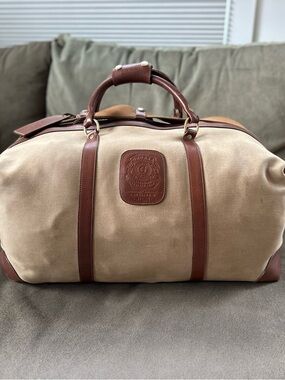 Ghurka Tan Canvas Travel Duffel with Brown Leather Trim Cavalier II No. 97